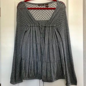 Grey Front Tie Sweater